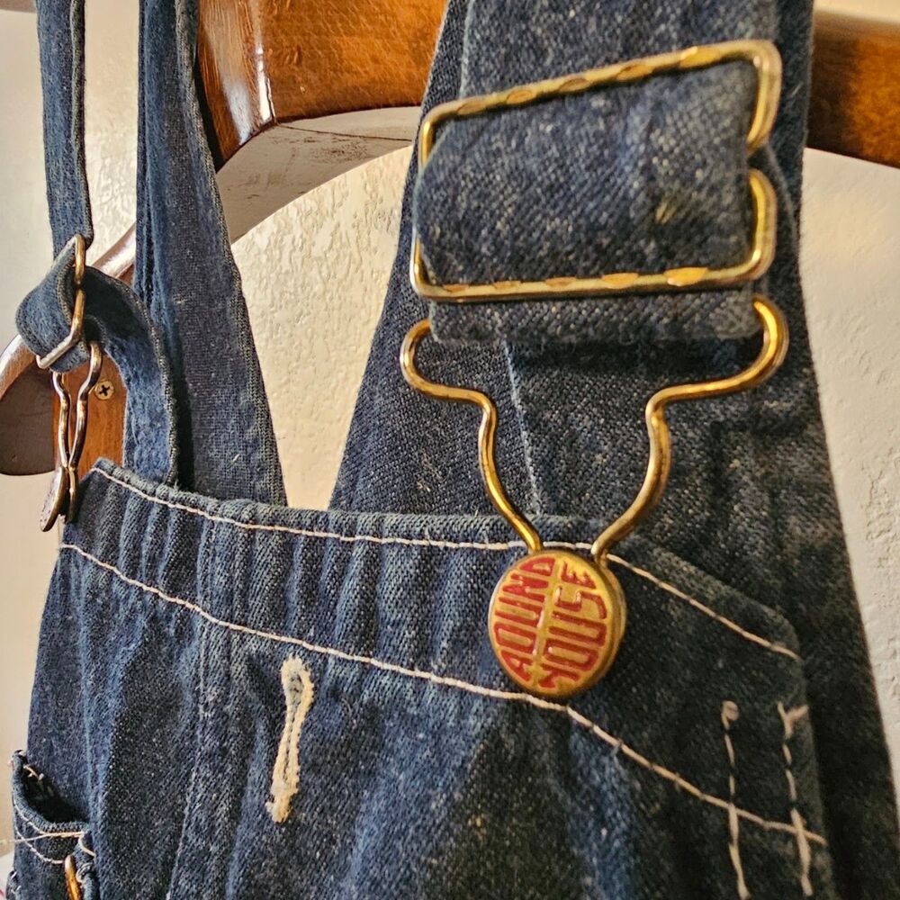 Vintage Round House Denim Overalls Made in USA 90s Blue Workwear Carpenter